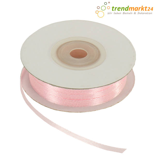 Satinband hellrosa, Rolle 3mm breit, 50m lang