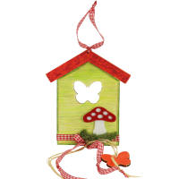 Holzhaus flach 3er Set, je 15,5 x 13,5 cm, 4mm dick, Sperrholz