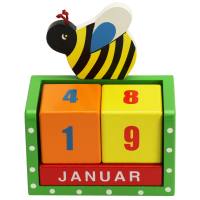 Kalender Holz, mit Würfeln als Jahreskalender mit Biene