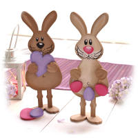 Stehfigur Hase, ca. 19 cm hoch, Sperrholz gelasert