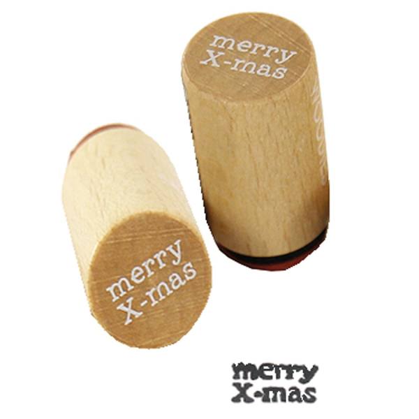 Motivstempel aus Holz, merry x-mas, Ø 12mm, 3cm hoch