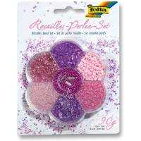 Rocailles Perlen Set rosa/lila, 90g Perlen, 3x1m...