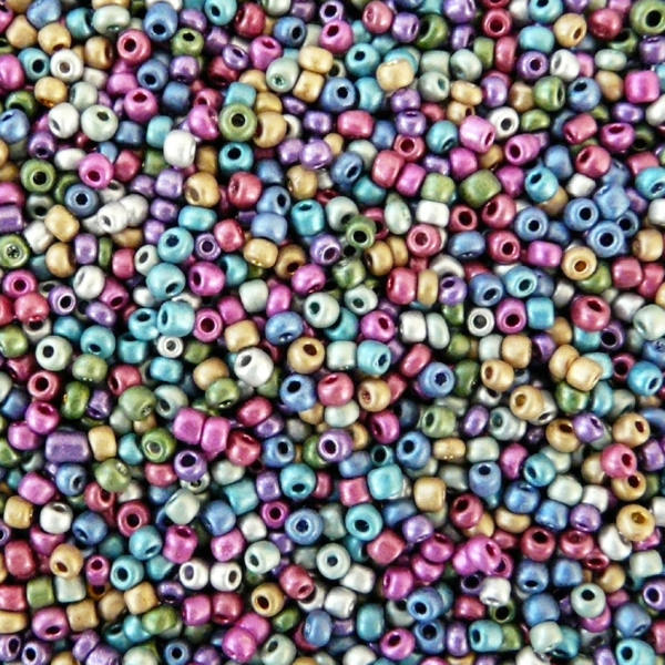 Rocailles-Perlen, Metallmix 50 g, 3 mm, Lochgröße ca. 1 mm
