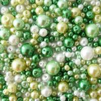 Wachsperlen Mix, grün, 100 g, 4,6,8,und 10 mm sortiert