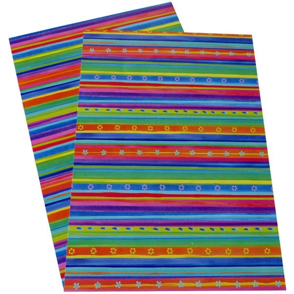 VarioKarton bunte Streifen, 300g/qm, Din A 4, 8 Blatt Fotokarton