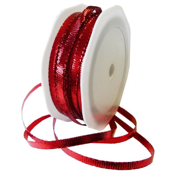 Lurexband rot glänzend, Rolle 6mm breit, 25m lang Geschenksband Weihnachten
