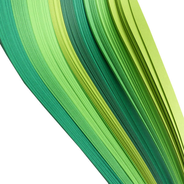 Quilling Streifen Grüntöne, 1cm x 48cm, 100 Stück, 130 g/m²
